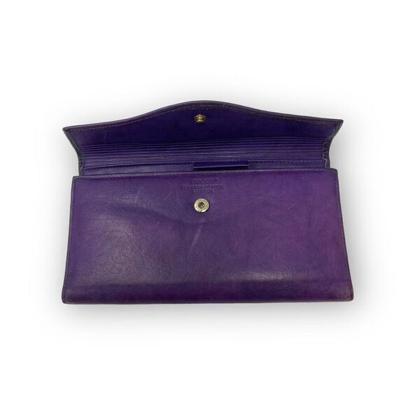 Buxton Vintage Leather Wallet Billfold Bi-Fold Purple Top Grain Cow Hide Used - Picture 7 of 14